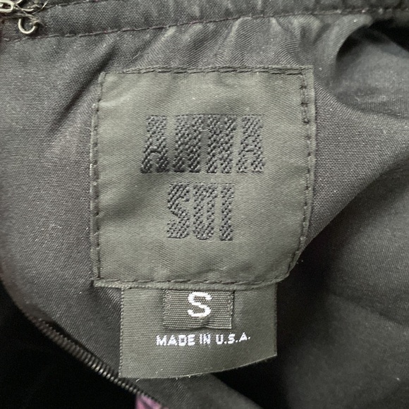 Anna Sui shimmer and velvet mod style Art Deco print purple dress S - Picture 7 of 9